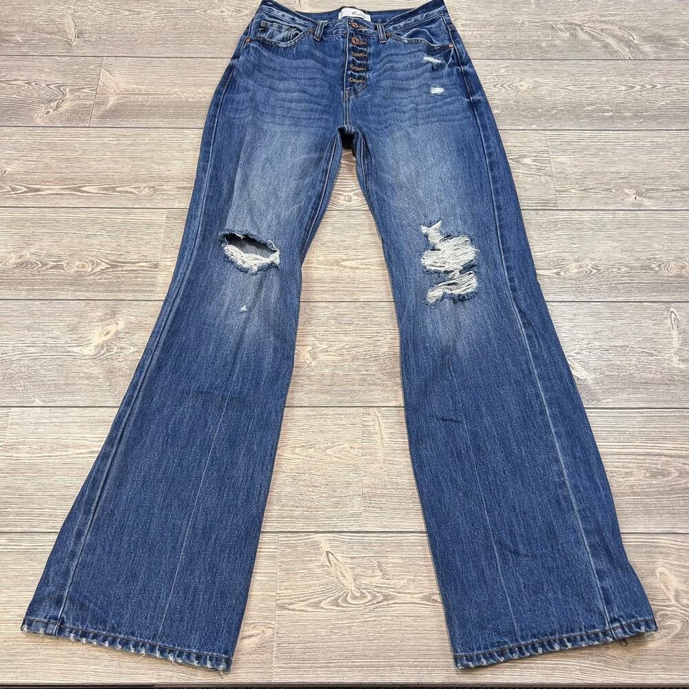 KanCan Ultra High Rise 90's Flare Jeans Blue 5/26 EUC - Picture 2 of 4